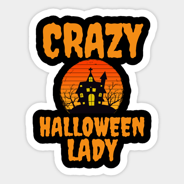 Crazy Halloween Lady Sticker by BlueSkyGiftCo